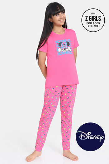 Buy Zivame Girls Disney Knit Cotton Pyjama Set - Hot Pink